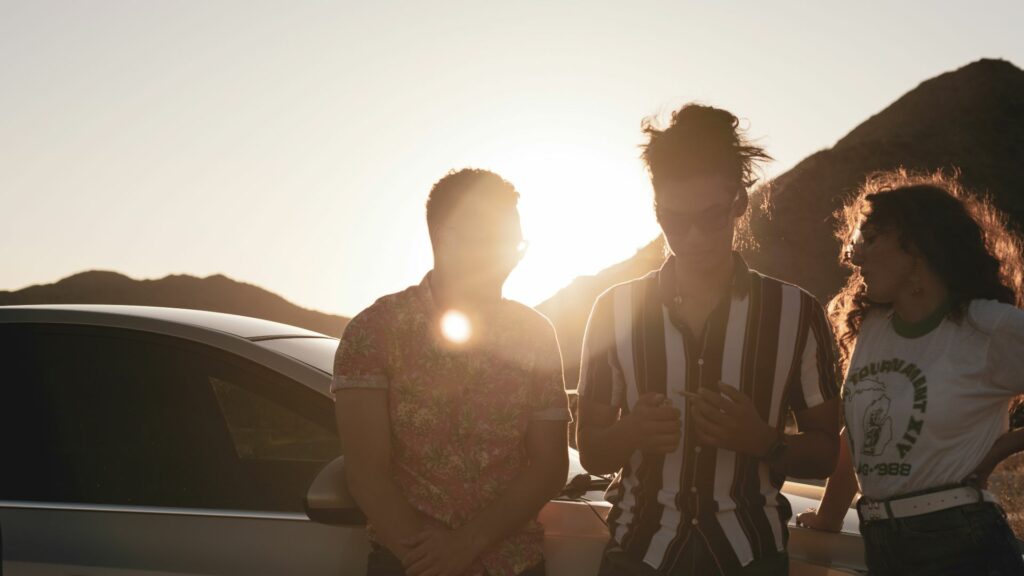 3 friends sharing cannabis