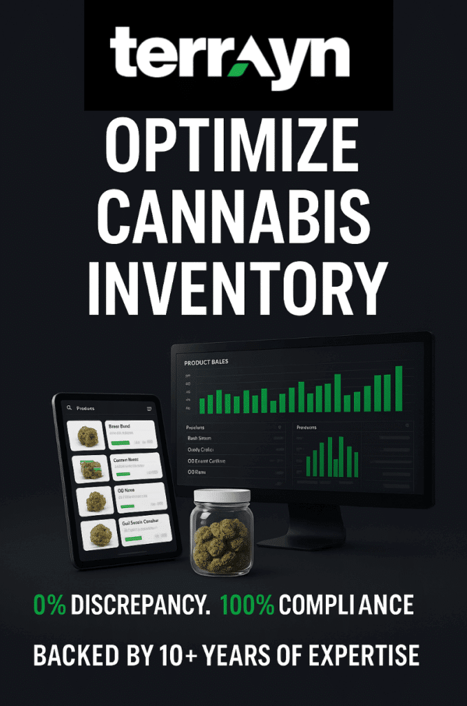 Optimize dispensary inventory with Terrayn’s cannabis inventory management solutions, built for real-time syncing, accuracy, and compliance